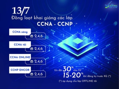 13/7 VnPro đồng loạt khai giảng các khóa học CCNA – CCNP 