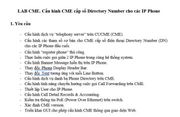 LAB CME. Cấu hình CME cấp số Directory Number cho các IP Phone