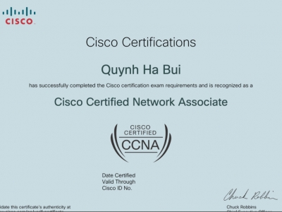 CHÚC MỪNG CHỊ BÙI HẠ QUỲNH HỌC VIÊN LỚP CCNA ONLINE (CCNA2 – 20AO10) ĐÃ THI ĐẬU CHỨNG CHỈ CCNA QUỐC TẾ