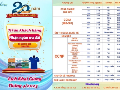 LỊCH KHAI GIẢNG THÁNG 4/2023 