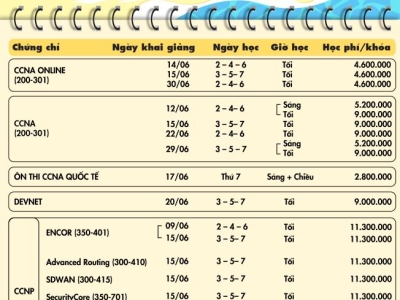 LỊCH KHAI GIẢNG THÁNG 6/2023