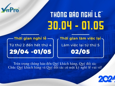 THÔNG BÁO NGHỈ LỄ 30/04-01/05 