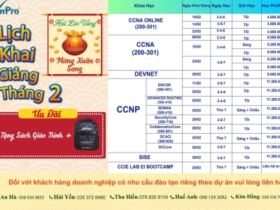 VNPRO - LỊCH KHAI GIẢNG THÁNG 02/2023
