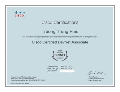 VỪA KẾT THÚC KHÓA DEVNET TẠI VNPRO ĐÃ THI ĐẬU NGAY CHỨNG CHỈ DEVNET CỦA CISCO