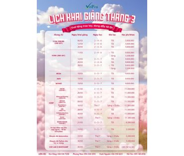 LỊCH KHAI GIẢNG THÁNG 03/ 2024