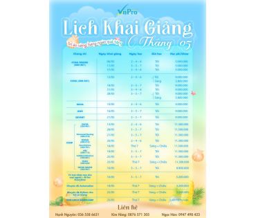 LỊCH KHAI GIẢNG THÁNG 05/ 2024