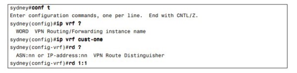 Cấu hình RD cho các tuyến trong VRF cust-one