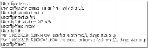 Gan dia chi IPv6 tren cong f01 cua router R4