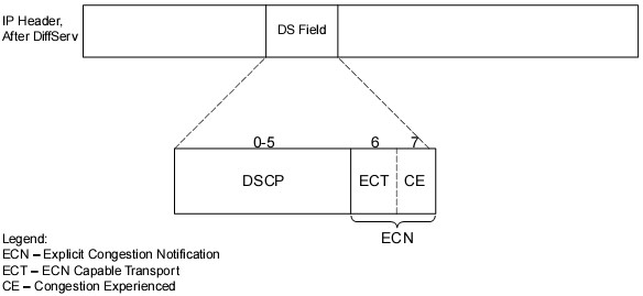 Hình 3.4.3a 2 bits ECN trong trường DSCP