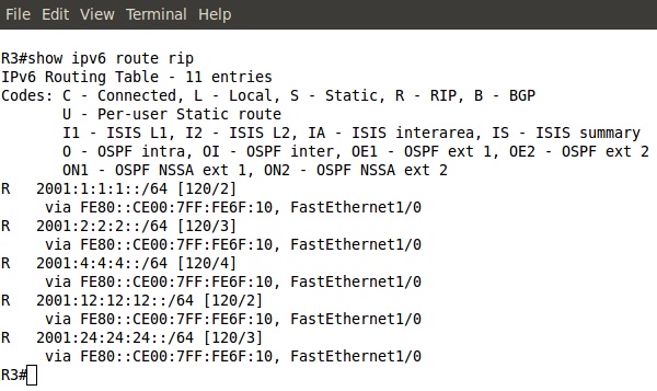 IPv6 route table