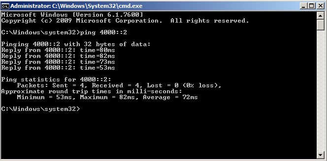 Ping kiểm tra kết nối từ host 1 sang host 2